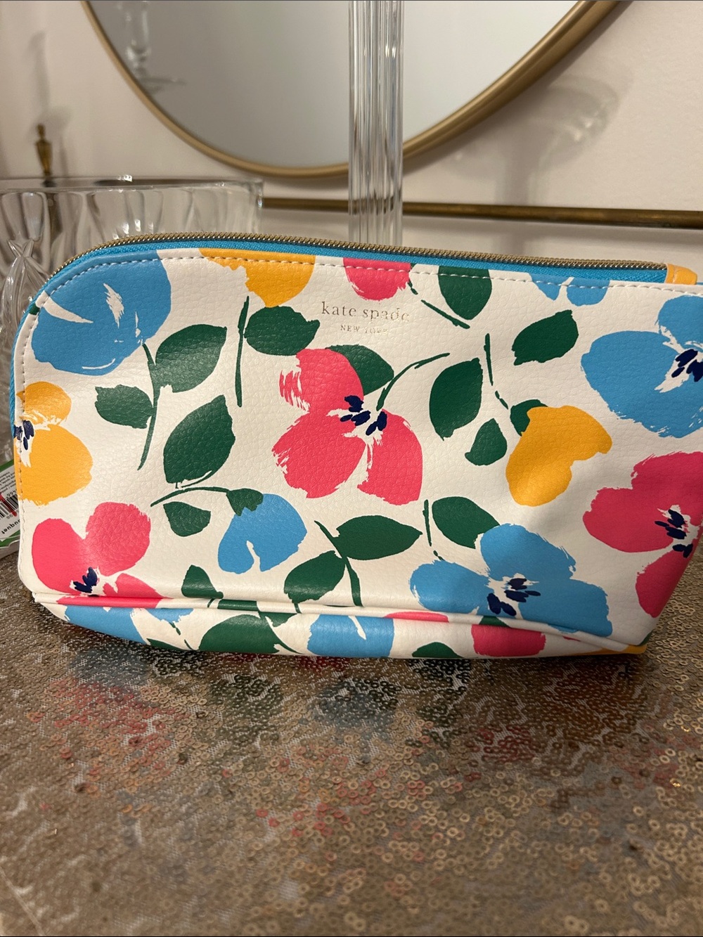 kate spade Floral Zippered d so essentials pouch BNWT